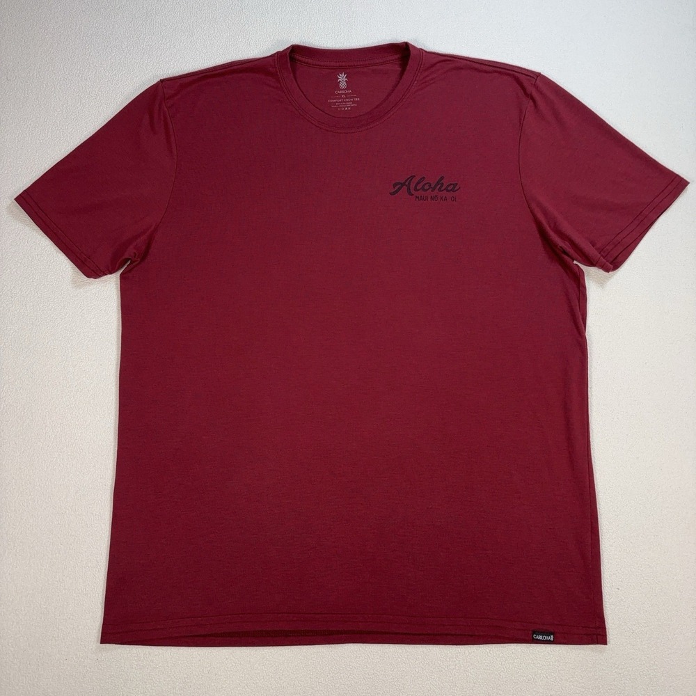 Cariloha Comfort Crew T-Shirt Men's XL Red Bamboo Viscose Stretch Aloha Tee‎